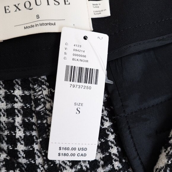 ANTHROPOLOGIE Exquise Wide Leg High Rise Plaid Trousers Pants Black White Small - Picture 14 of 14